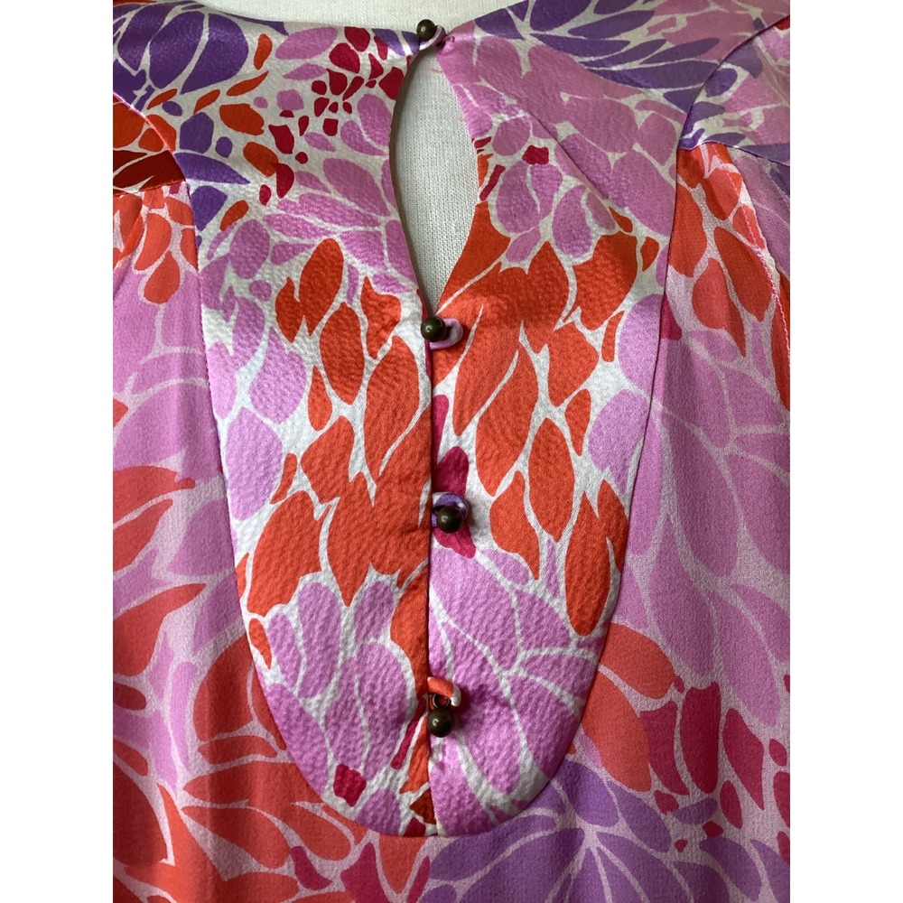 Diane von Furstenberg DVF For Neiman Marcus Silk Shift Dress Abstract Leaf‎ SZ 6 - Picture 4 of 6